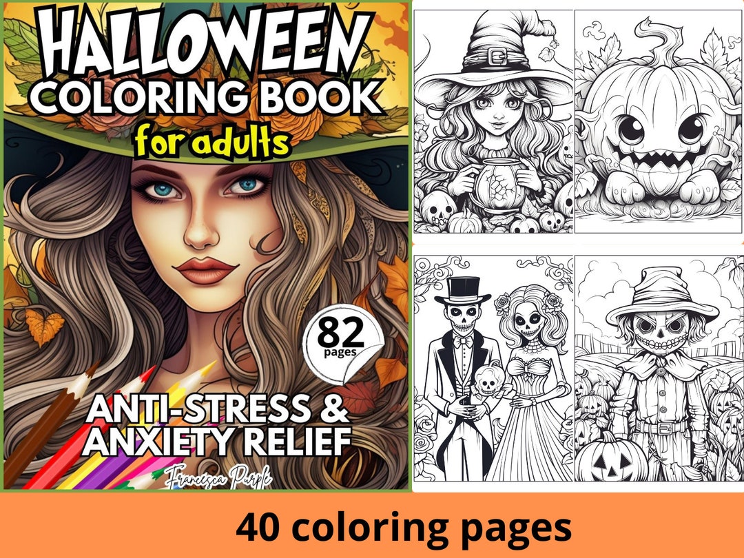 40 Pages Halloween Coloring Book, Handmade Prints, Crafts Printable