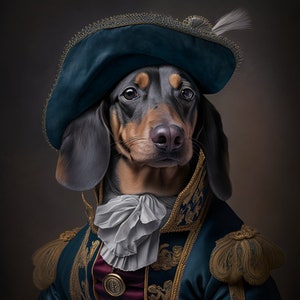 Viscount Dackel, Personalisiertes Geschenk, Königliches Haustierportrait, Renaissance Gemälde, Geschenk für Tierliebhaber, Haustierportrait Geschenk, Tiermalerei