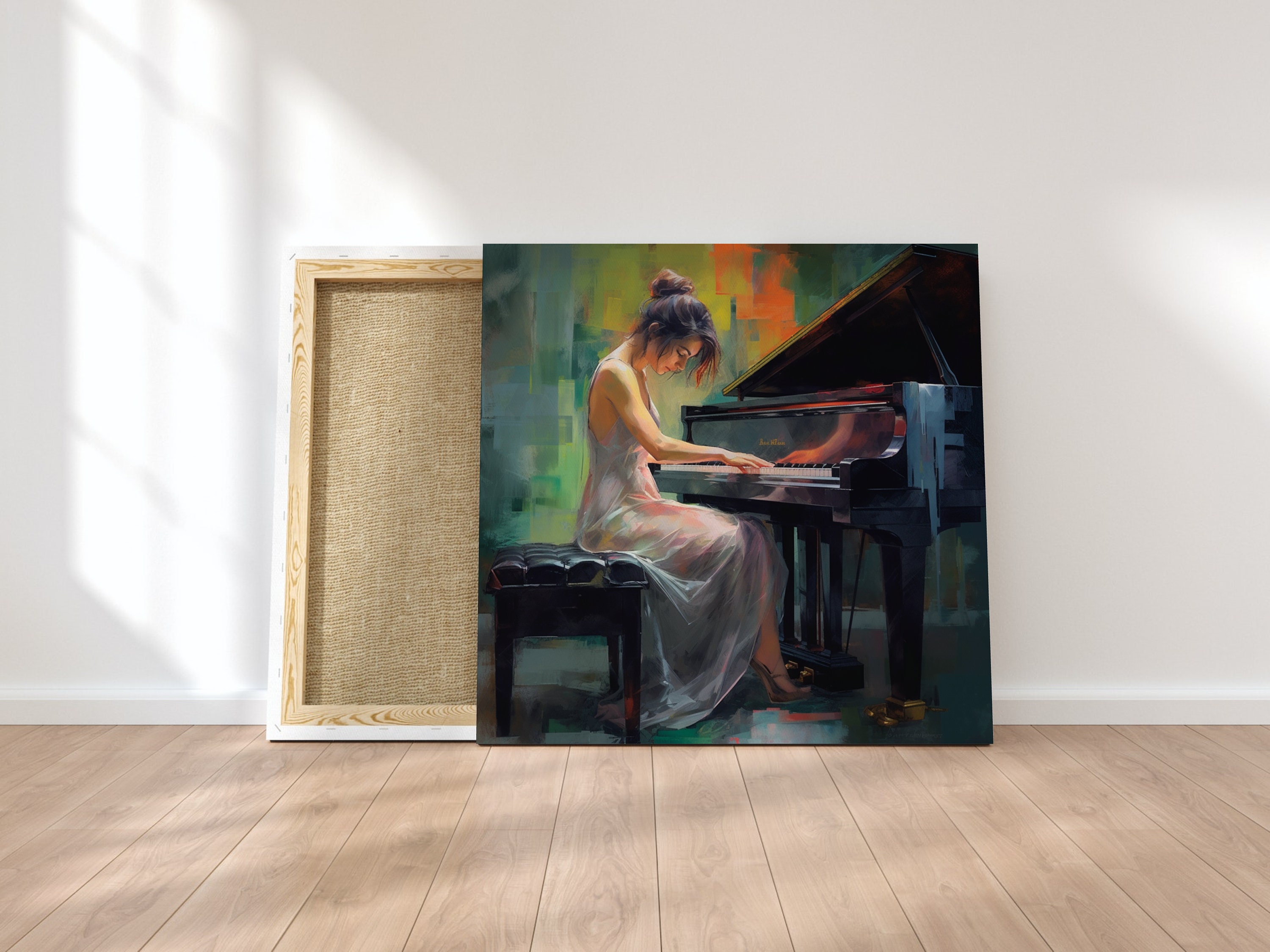 Vintage Oil Painting PRINTABLE | Female Pianist Modern Young Musician ...