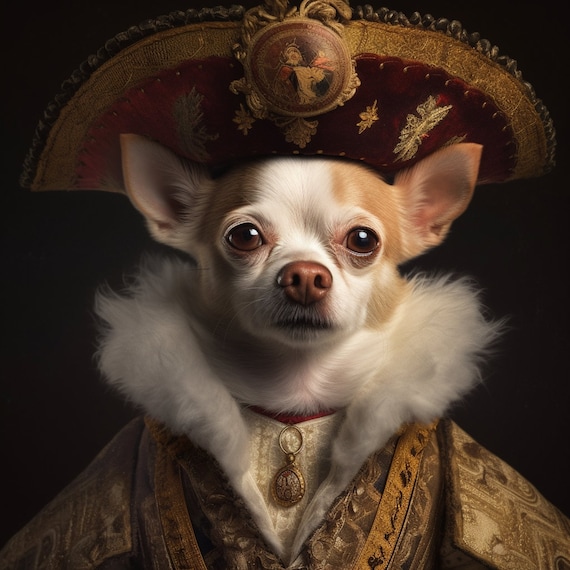King Chiwawa Royal Pet Portrait Renaissance Pet Painting Custom Royal Pet Portrait Pet Lovers Gift Royal Portrait Animal Painting Etsy