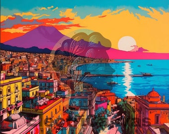 Pop Art in Naples is a digital wall art that shows the beauties of Italy from the artist point of view. A perfect gift for art lovers