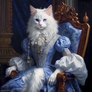 Impressão artística de gatos nobres inspirada no Renascimento - Download instantâneo de decoração de parede