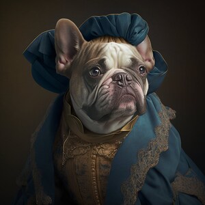 Viscount Französische Bulldogge, personalisiertes Geschenk, 4 königliche Haustiere, Renaissance-Gemälde, königliches Portrait, Geschenk für Haustierliebhaber, Tiermalerei,