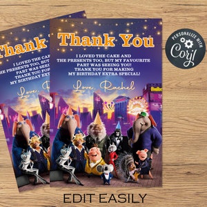 Sing Thank you tag,  Editable Sing Thank you Favor Tags , Birthday Party, Goodie Bag Favor, Party Favor Tag, Sing party decor