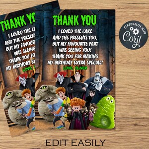Hotel Transylvania Thank You Card: Editable Birthday Party Gift Tag (Digital)