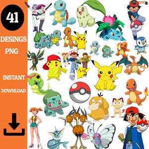 Instant Download Pikachu 41 PNG , Pikachu Party Supplies, Pikachu Cake topper, Party Kit Pikachu Clipart