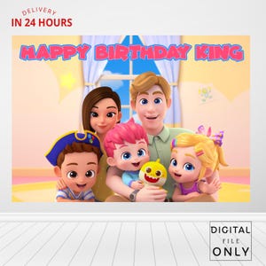 Faixa de festa de aniversário | Cenário de tubarão para impressão | Decorações para festa de bebê menino menina | Pôster de bebê | Placa de lembrancinha de festa infantil Finn - Arquivo digital -