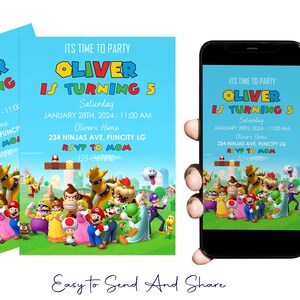 Printable Mario Invitation,Mario Birthday Invitation,Mario,  Mario Party,Digital File Only