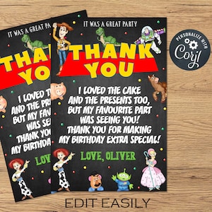 Toy Story Thank You Tags: Birthday Party Template (Digital)