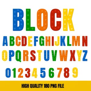 Building Block Font: 5 Color LEG Puzzle Letters (Digital Download)
