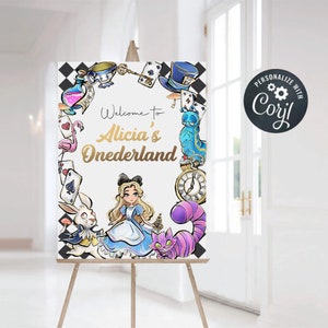Alice in Onderland Willkommensschild, Alice in 0nderland Benutzerdefinierte Geburtstag, Willkommensschild, Alice im Wunderland Willkommensschild, Willkommensschild