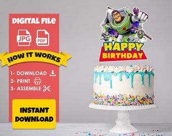 Toy Story Descarga instantánea Cake Topper, Buzz Lightyear Descarga de archivos digitales, Cake Topper imprimibles, Cake Topper