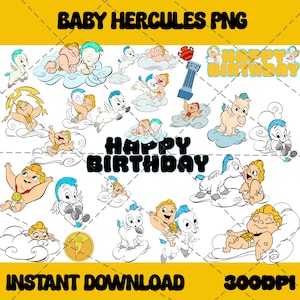 Instant Download Baby Hercules PNG, Baby Hercules Cake Topper, Baby Hercule Clipart, 24 Image PNG Bundle