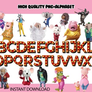 Instant Download Sing 2 PNG, Sing 2 clipart, Sing 2 alfabet, digitaal bestand