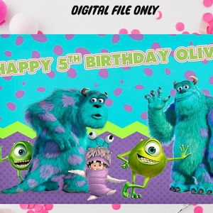 Monster Inc. Birthday Banner, Customizable Party Backdrop (Digital File Only)