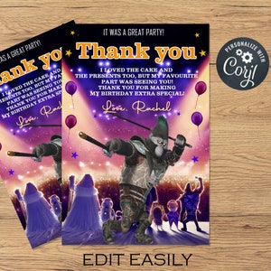 Editable Sing Thank You Card, Sing Johnny Thank You Note, Sing Favor, Sing Johnny Thank You Card, Party Favors