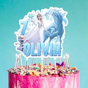 Custom Frozen Cake Topper: Personalized Birthday Party Decoration  (Digital File Only)