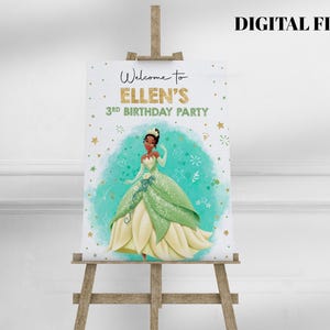 Personalized Princess Tiana Birthday Welcome Sign (Digital File Only)