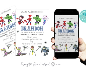 Spidey and Friends Birthday Invitation: Editable Template (Digital Invite)