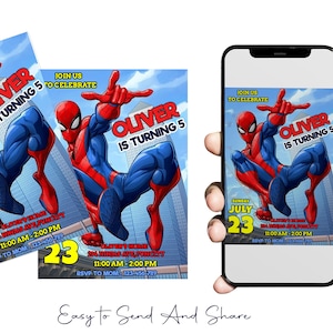 Spiderman Birthday Invitation Template: Editable Kids Party Invite (Digital)