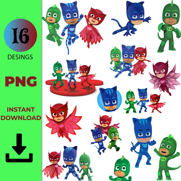 Descarga instantánea Pjm 16 PNG , Pjm Party Supplies, Pjm Cake topper, Party Kit Clipart