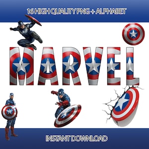 Clipart di Capitan America, PNG di Capitan America, clipart di supereroi, design di schizzi di supereroi, download immediato