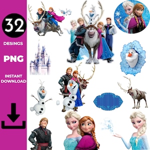 Frozen PNG Clipart: Cake Topper Party Kit (Digital Download)