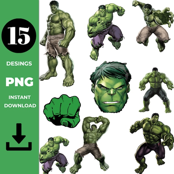 Instant Download Hulk 15 PNG , Hulk Party Supplies, Hulk Cake topper, Party Kit Hulk Clipart