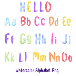 Watercolor Aphabet Clipart, Watercolor Letters, Elementary School Clipart PNG, Kids Clipart, Cute Letters.