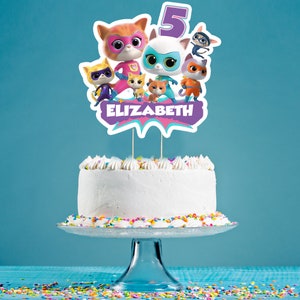 Super Kitties Cake Topper zum Ausdrucken, Geburtstag Party Tortendeko, Geburtstagsparty für Kinder, Tortendekoration, Nur Digitale Datei Bild 3