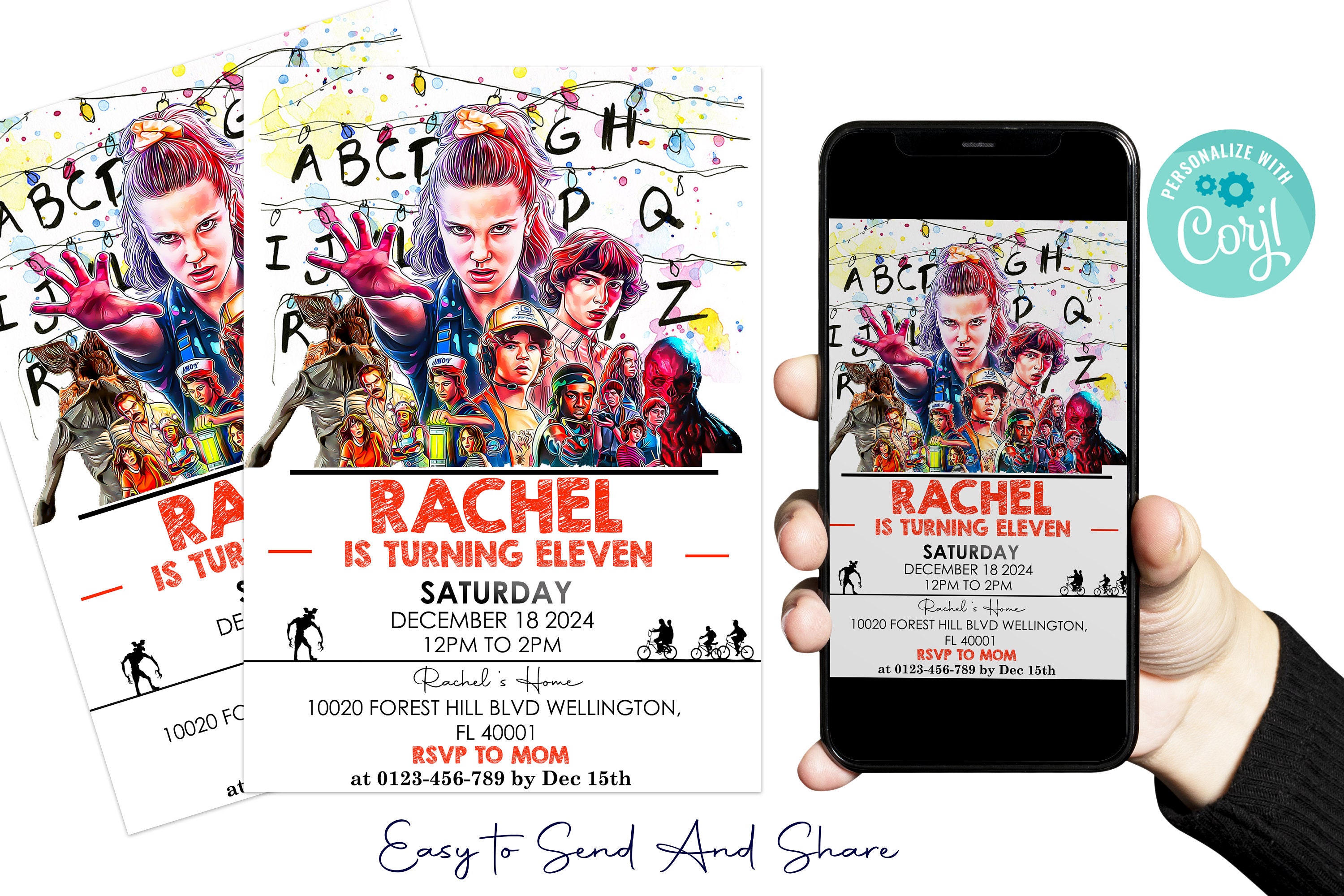 Printable Stranger Birthday Invitation: Editable Party Invite (Digital File)