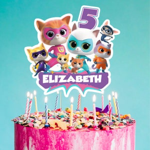 Super Kitties Cake Topper zum Ausdrucken, Geburtstag Party Tortendeko, Geburtstagsparty für Kinder, Tortendekoration, Nur Digitale Datei Bild 4