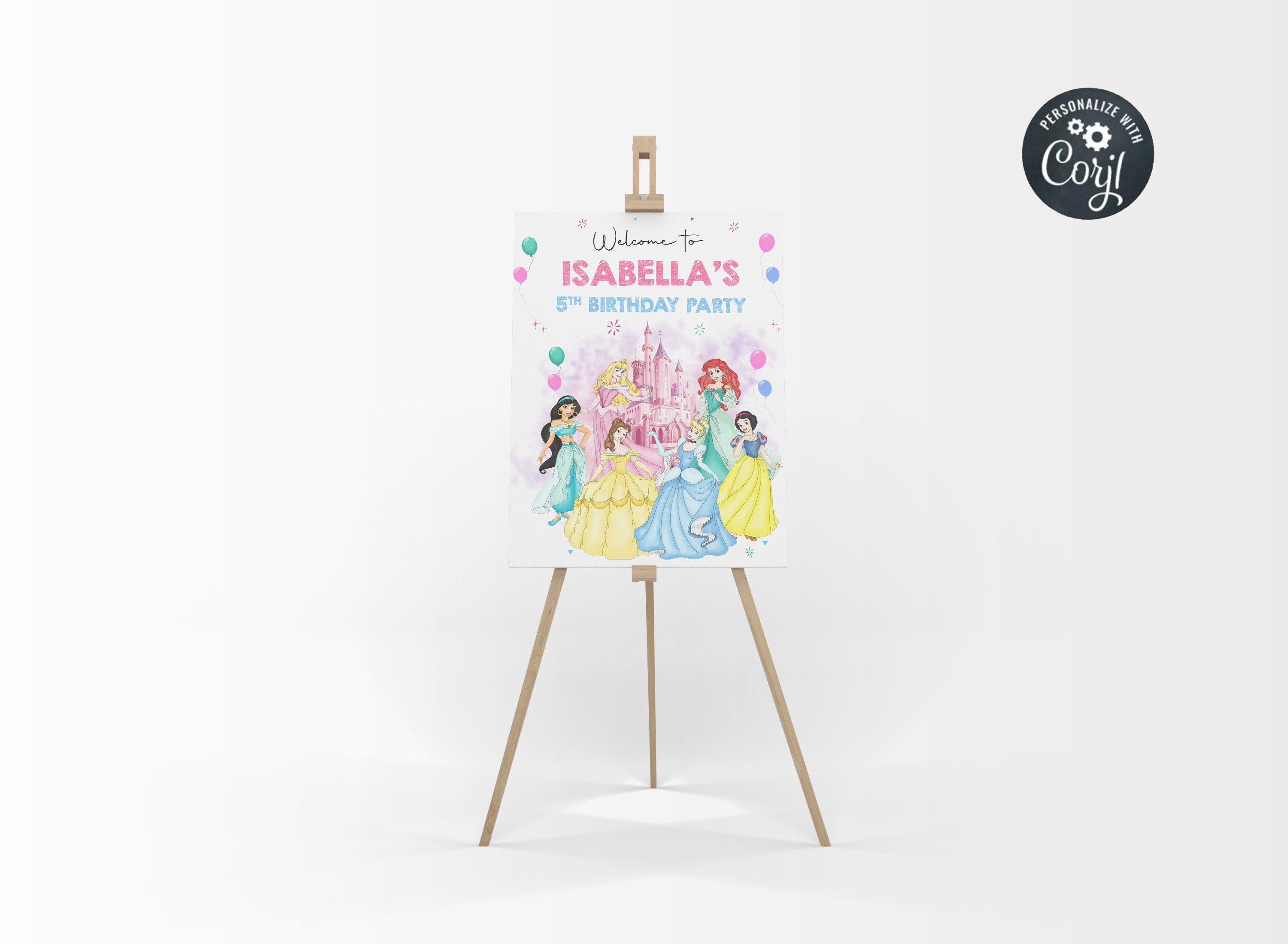 Disney Princess Welcome Sign, Personalised Princess Birthday Welcome ...