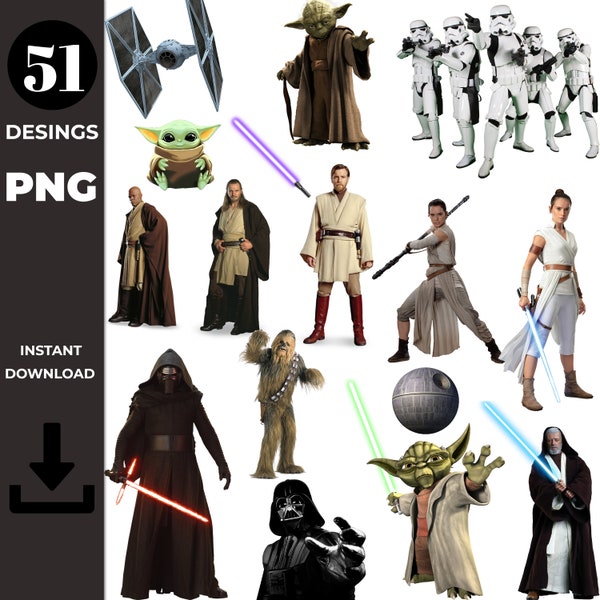 Instant Download Star Wars 51 PNG, Star Wars Party Supplies, Star Wars Cake topper, Party Kit Star Wars Clipart