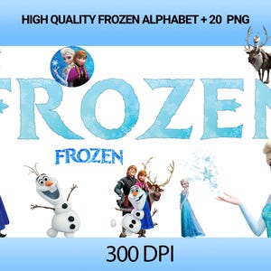 Frozen Alphabet Letters and Numbers PNG Clipart (Instant Download)