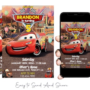 Lightning McQueen Birthday Invitation: Cars Party (Digital File)