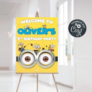 Letrero de bienvenida de cumpleaños personalizado, letrero de bienvenida, decoración de fiesta, póster de bienvenida personalizado imprimible, letrero editable Corjl