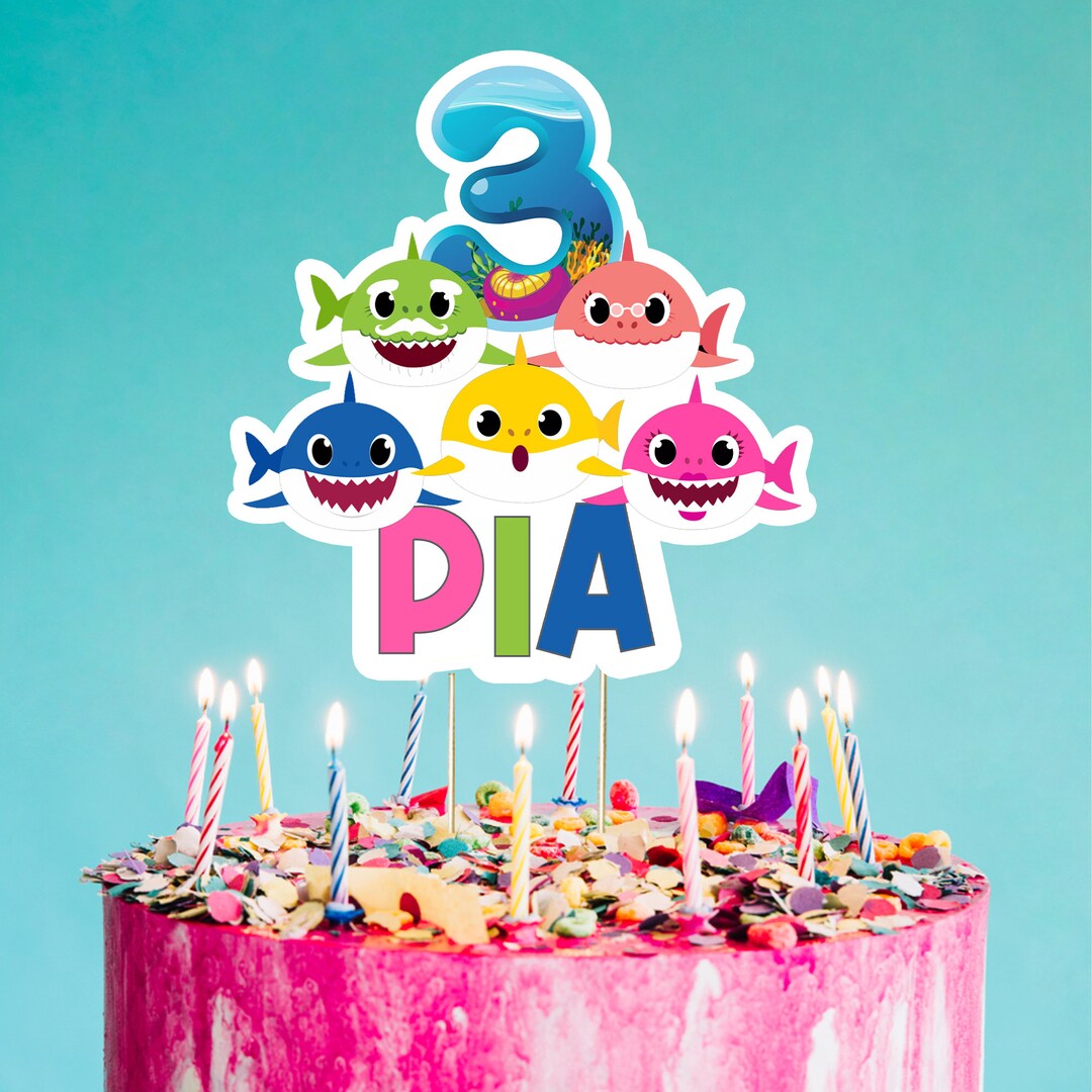 Printable Shark Cake Topper,shark Birthday Party Cake Topper,birthday ...