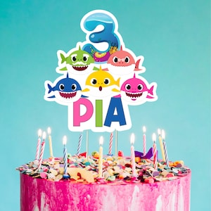 Topper per torta a forma di squalo stampabile, Topper per torta per festa di compleanno a forma di squalo, Festa di compleanno per bambini, Decorazione per torta a forma di squalo, Festa a forma di squalo, Digitale