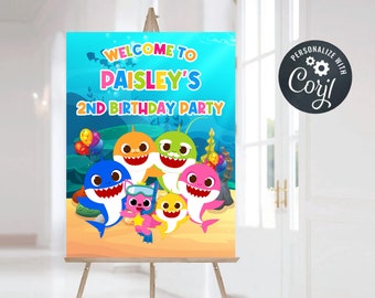 Baby Shark Birthday Party Welcome Sign Printable 18 X - Etsy