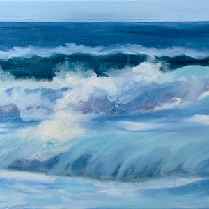 Serene Ocean Scene - Captivating Original Artwork of Vibrant Waves