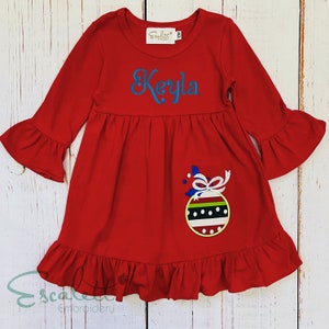 Personalized Embroidered Christmas Ornament Red Dress