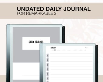 ReMarkable 2 Daily Journal Notebook | Digital Journal | ReMarkable Templates