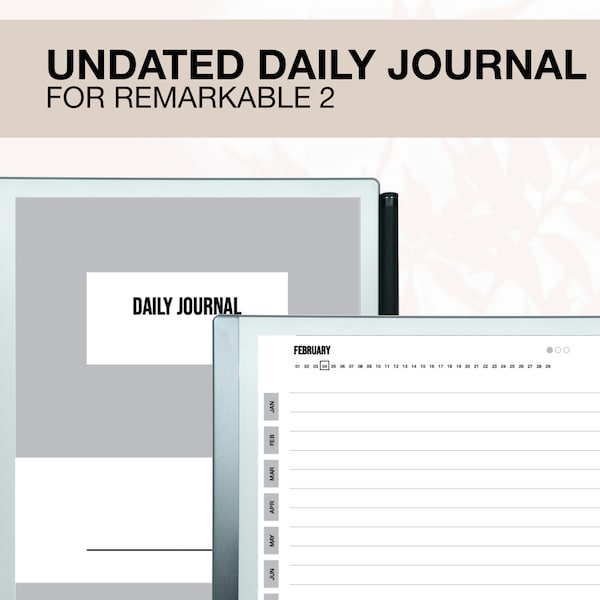 ReMarkable 2 Daily Journal Notebook | Digital Journal | ReMarkable Templates