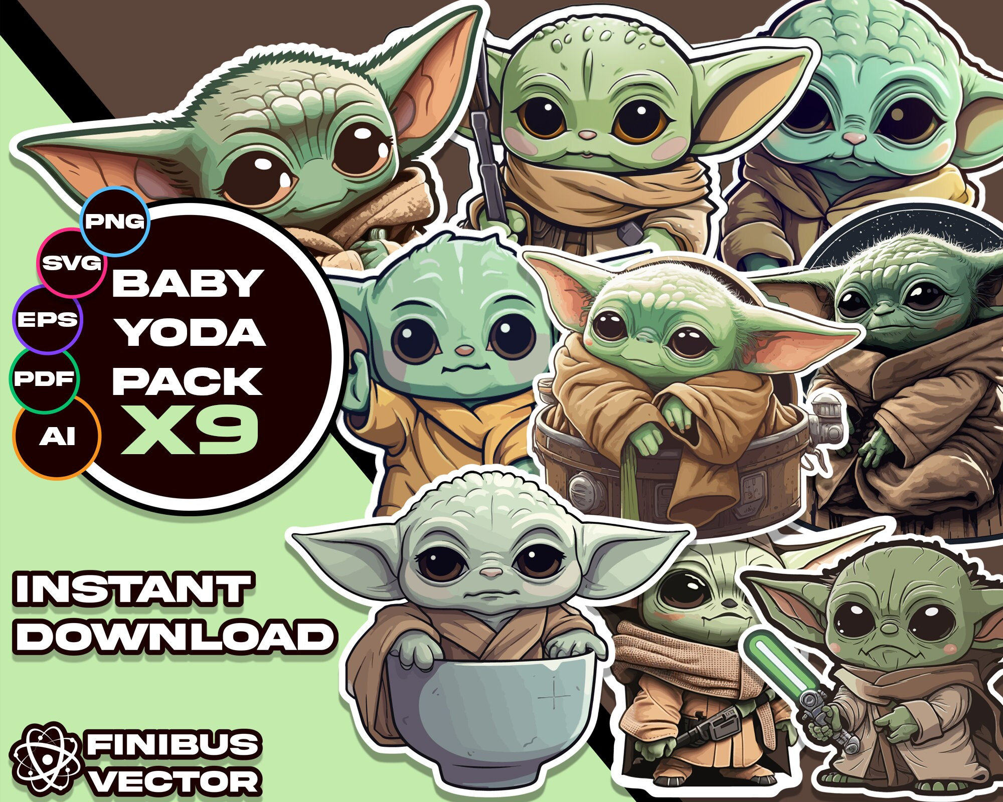 Baby Yoda Digital Art Download Cute Baby Yoda SVG Ai PNG - Etsy
