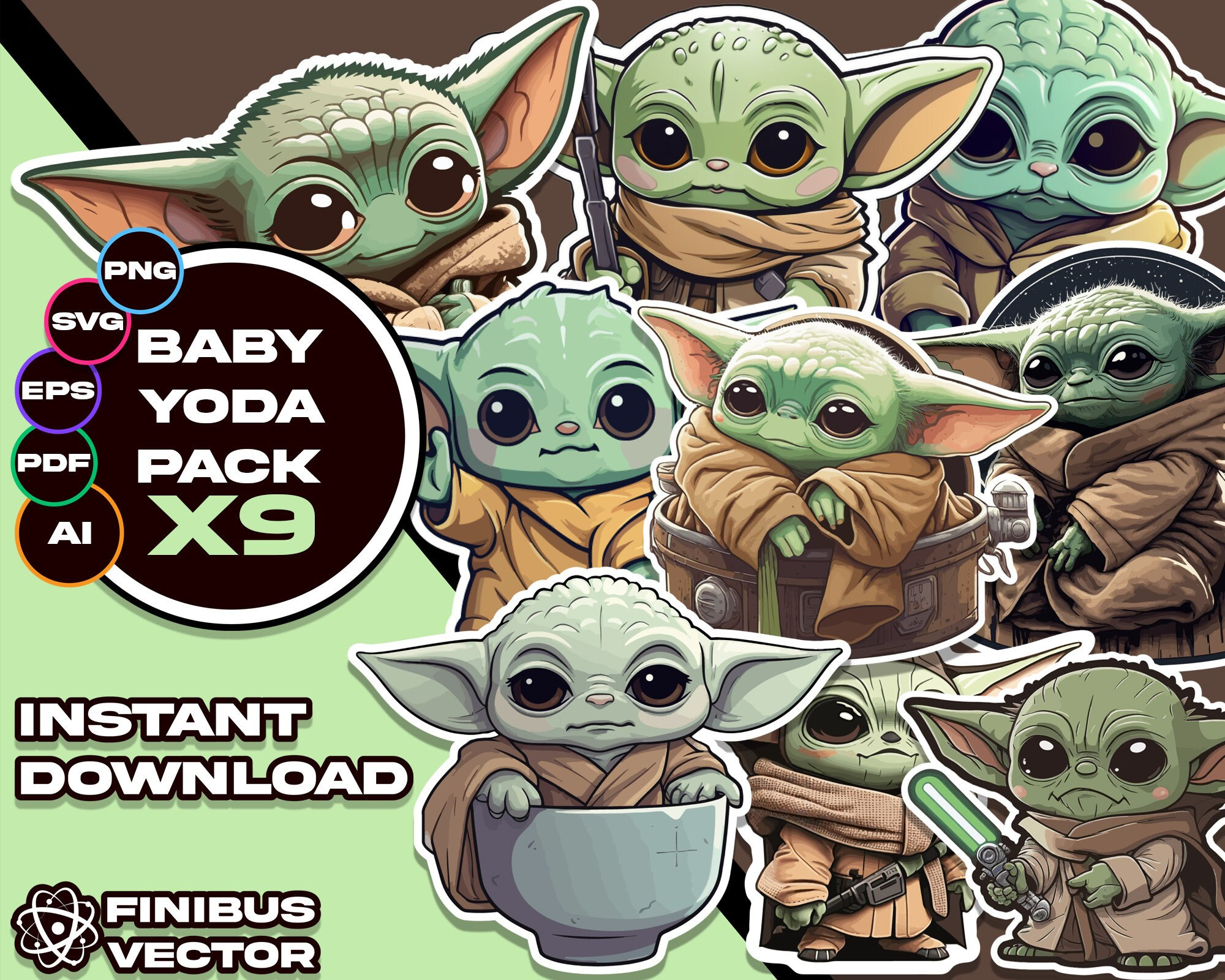 Baby Yoda Digital Art Download Cute Baby Yoda SVG Ai PNG Etsy