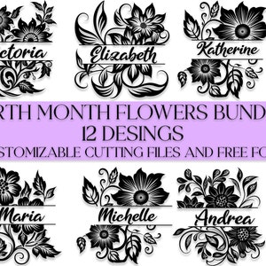 Birth Month Flowers Svg, Wildflower svg,Birthday Flower, Flower Clipart, Botanical svg ,Floral Svg ,Daisy svg ,Rose svg, Poppy svg png