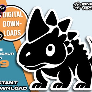 Triceratops svg  Cute Dinosaur Clipart Bundle  Silhouette & PNG Images | Roaring T-Rex, Playful Stegosaurus | Perfect for Kids Crafts