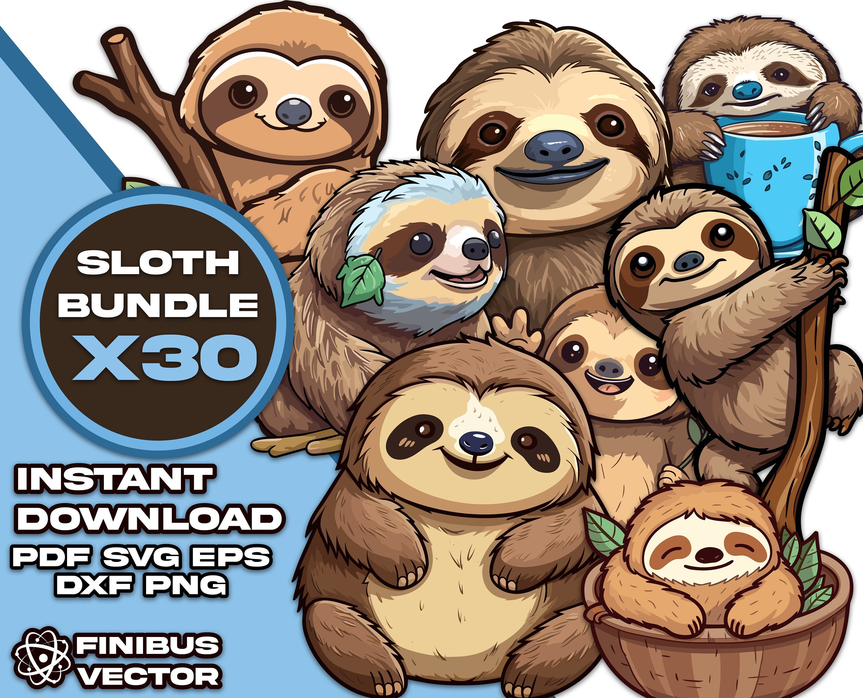 Sloth face drawing - Etsy México, image size:3000x2425