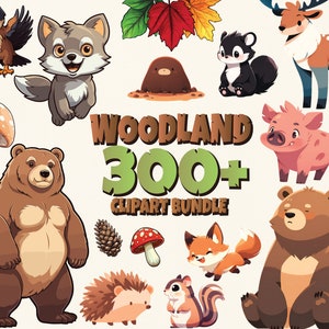 300+ Mega Woodland Bundle Animals Clipart Watercolor Bundle, Commercial use, Transparent PNG, Baby Nursery, Fox, Bear, Deer, Hedgehog